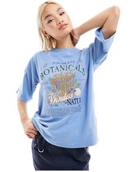 Daisy Street - Camiseta azul lavado extragrande con estampado gráfico botánico - Lyst