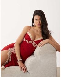 ASOS - Corset Slip Maxi Dress With Lace And Side Slit - Lyst
