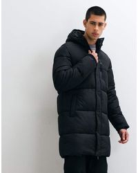 Threadbare - Spatwaterdicht Gewatteerd Jack Met Capuchon En Lang Model - Lyst