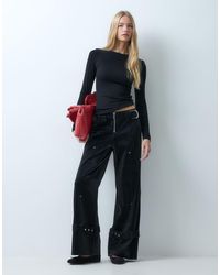 laagam - Kaori Trxtured Pants With Belt Detail - Lyst
