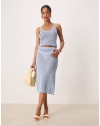 Mango - Jupe droite mi-longue d'ensemble au crochet ornementée - ciel - Lyst