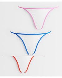 ASOS - Set Van 3 Katoenen Tanga-Strings Met Contrasterende Biezen - Lyst