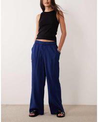New Look - Linen Mix Wide Leg Trousers - Lyst