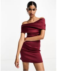 ASOS - Pleated Bardot Mini Dress - Lyst