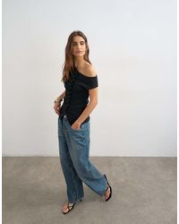 TOPSHOP - Bardot-Top Met Knoopsluiting - Lyst