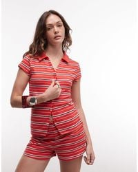 ASOS - Co-ord Textured Knit Shrunken Fit Rugby Collar Top - Lyst