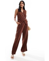 Vero Moda - Linen Touch Pleat Front Wide Leg Pants - Lyst