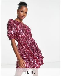 Forever New - One Shoulder Puff Sleeve Sequin Mini Dress - Lyst