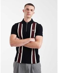 Fred Perry - Tramline Quarter Zip Stripe Logo Polo Shirt - Lyst