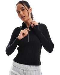 Stradivarius - Quarter Zip Long Sleeve Knitted Top - Lyst