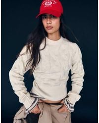 Bershka - Cable-knit Round Neck Jumper - Lyst