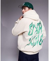 Sixth June - Sweat à capuche avec imprimé au dos et logo chromé - crème - Lyst