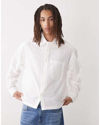 Collusion - Camicia A Maniche Lunghe Squadrata Effetto Lino Bianca - Lyst