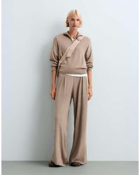 Oysho - Wide-leg Pinstripe Knit Trousers - Lyst