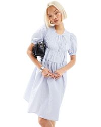 Urban Revivo - Puff Sleeve Textured Mini Smock Dress - Lyst