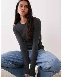 Mango - Knitted Jumper With Contrast Trim - Lyst