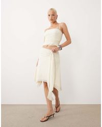 Tiger Mist - Juna Asymmetric Hem Drape Waist Detail Midi Skirt Co-ord - Lyst