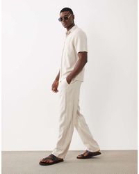 ASOS - Co-ord Straight Linen Blend Trousers - Lyst