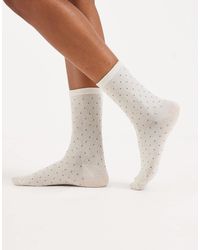 Pieces - Mini Spot Print Glitter Socks - Lyst
