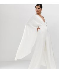 ASOS Combinaison de mariage en satin avec mancherons - Blanc