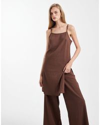 ASOS - Longline Crinkle Cami Top Co-ord With Split - Lyst