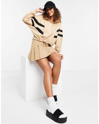 ONLY Sweatshirt Co-ord With Bold Double Stripe And Half Zip - Natural