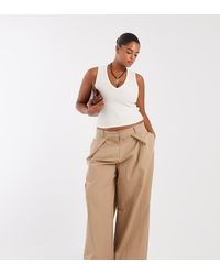 ASOS - Curve Tailored Pleat Front Detail Wide Leg Trousers - Lyst