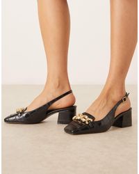 ASOS - Spencer Slingback Loafer Mid Block Heel Shoes - Lyst