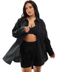 ASOS - Asos Design Curve Isabel Mix & Match Linen Look Oversize Beach Shirt - Lyst