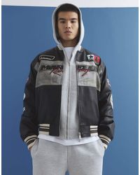 River Island - Faux Leather Motocross Bomber Jacket - Lyst