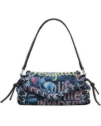 Desigual - Borsa Media Nera Con Graffiti - Lyst