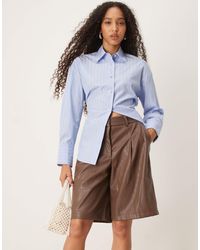 ASOS - Leather Look Longline Pleat Front Safari Shorts - Lyst