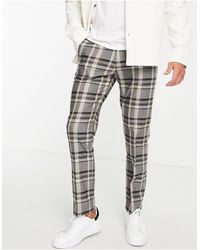 Denim Check Trousers in Grey (Grey 
