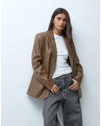 ASOS - Americana Holgada De Cuero Sintético En Toffee-Marrón - Lyst