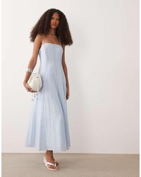 Mango - Seam Detail Square Neck Maxi Dress - Lyst
