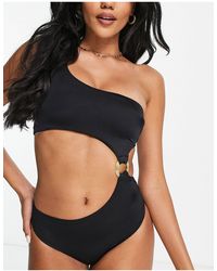 DORINA Albori Asymmetric One Shoulder Swimsuit - Black