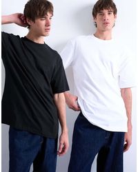 TOPMAN - Confezione Da 2 T-Shirt Regular Fit Bianca E Nera - Lyst