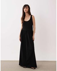 ASOS - Scoop Neck Drop Waist Midi Dress - Lyst