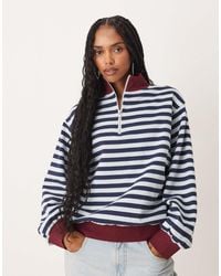 ASOS - – sweatshirt mit kurzem reißverschluss und streifen - Lyst