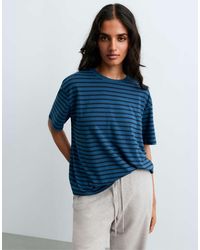 Oysho - Striped Boxy Cotton Blend Short-Sleeved T-Shirt - Lyst