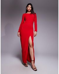 Vesper - High Neck Low Back Maxi Dress With Long Sleeves - Lyst