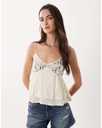 Miss Selfridge - Festival Sequin Detail Babydoll Cami Top - Lyst