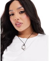 ASOS - Asos Design Curve Necklace With Cord And Molten Pendant - Lyst