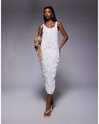 Public Desire - Ruffled Detail Maxi Dress Cream - Lyst