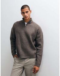 ASOS - Super Oversized Knit Wool Blend Half Zip Rib Sweater - Lyst