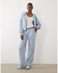 Kaiia - Cotton Rich Embroidered Logo Wide Leg Sweatpants - Lyst