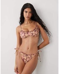 Reclaimed Vintage - Tie Side Bikini Bottoms With Frill - Lyst