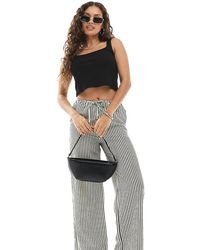 New Look - Pantaloni A Fondo Ampio Neri A Righe - Lyst