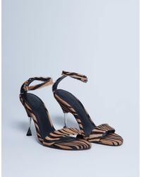 TOPSHOP - Fran - chaussures à talon métallique en cuir véritable façon poulain avec imprimé tigré - Lyst