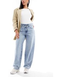 ONLY - Gianna - jean droit avec liens noués à la taille - clair - Lyst